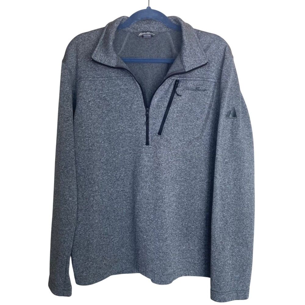 Eddie Bauer First Ascent Quarter Zip Heather Gray Mens Large Pullover Zip Pocket